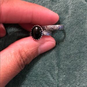 Elegant Black Stone Silver Ring